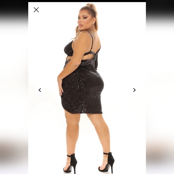 Fashion Nova 2X Epic Nights Sequin Gown Dress Black Party Sexy AX-1592 - Picture 3 of 14